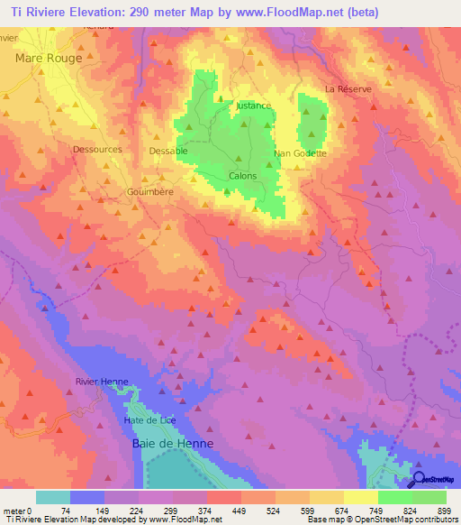 Ti Riviere,Haiti Elevation Map