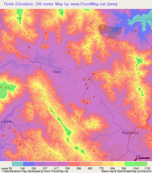 Tirele,Haiti Elevation Map