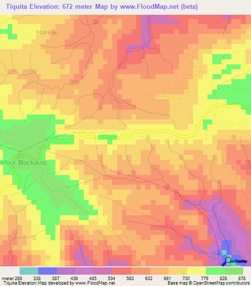 Tiquita,Haiti Elevation Map