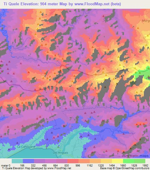 Ti Quele,Haiti Elevation Map