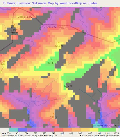 Ti Quele,Haiti Elevation Map