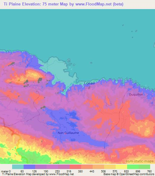 Ti Plaine,Haiti Elevation Map