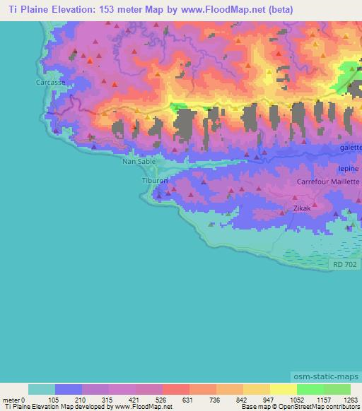 Ti Plaine,Haiti Elevation Map