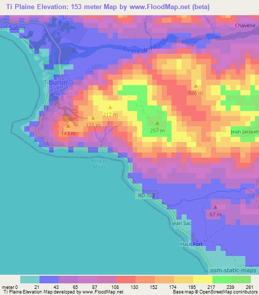 Ti Plaine,Haiti Elevation Map