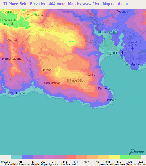 Ti Place Belot,Haiti Elevation Map