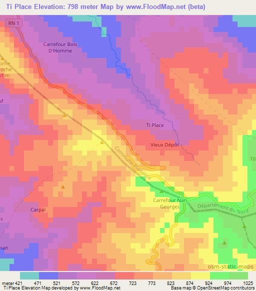 Ti Place,Haiti Elevation Map