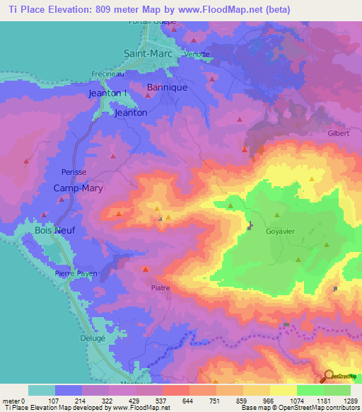 Ti Place,Haiti Elevation Map