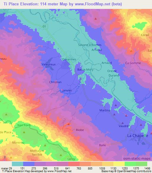 Ti Place,Haiti Elevation Map