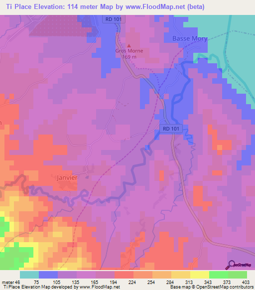 Ti Place,Haiti Elevation Map