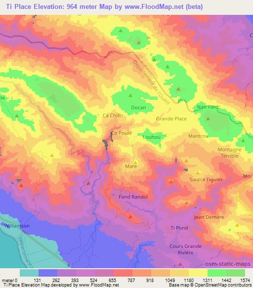 Ti Place,Haiti Elevation Map