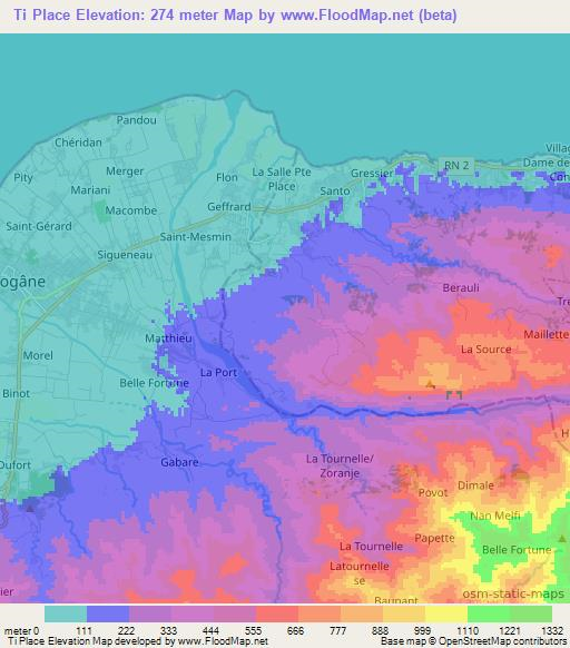 Ti Place,Haiti Elevation Map