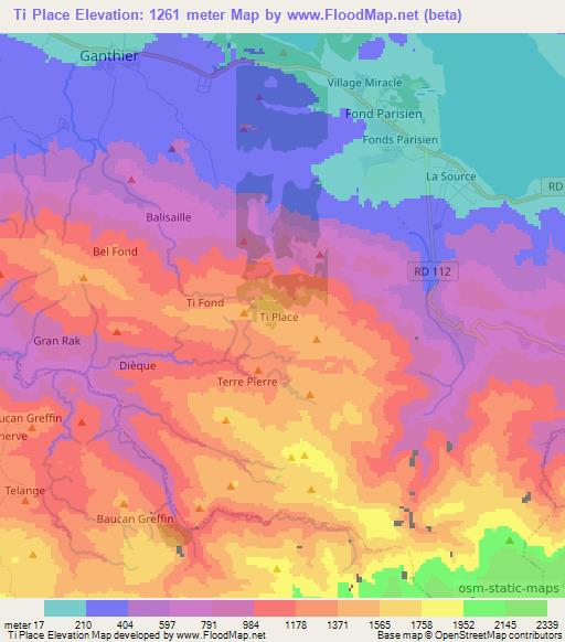 Ti Place,Haiti Elevation Map