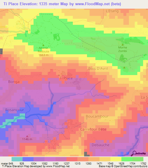 Ti Place,Haiti Elevation Map