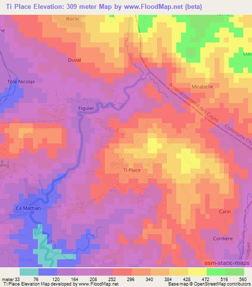 Ti Place,Haiti Elevation Map