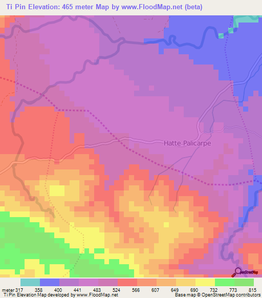 Ti Pin,Haiti Elevation Map