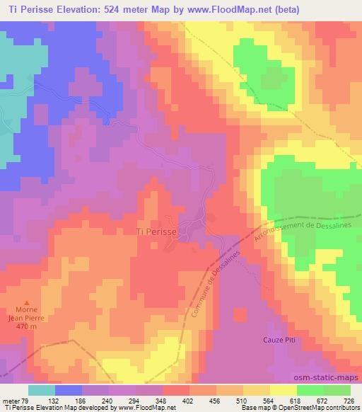 Ti Perisse,Haiti Elevation Map