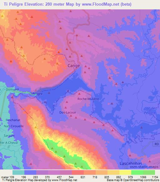 Ti Peligre,Haiti Elevation Map