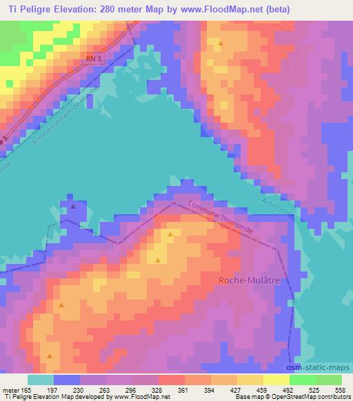 Ti Peligre,Haiti Elevation Map