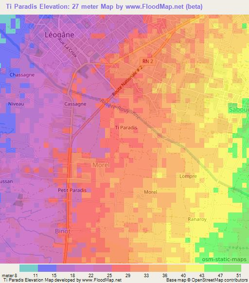 Ti Paradis,Haiti Elevation Map