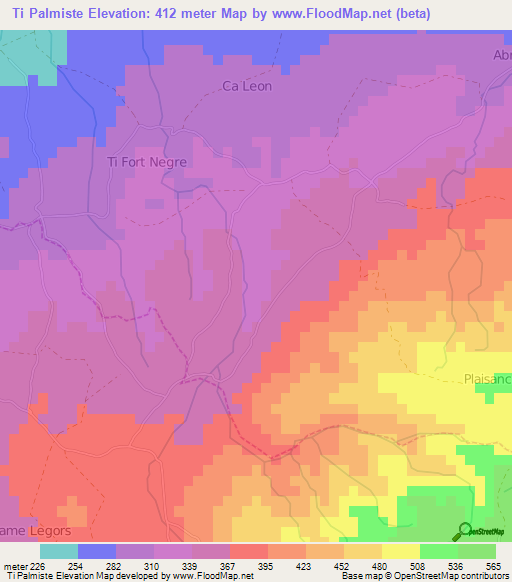 Ti Palmiste,Haiti Elevation Map