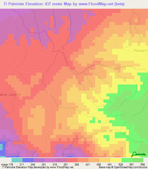 Ti Palmiste,Haiti Elevation Map