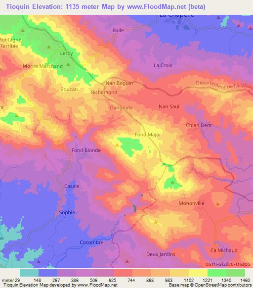 Tioquin,Haiti Elevation Map