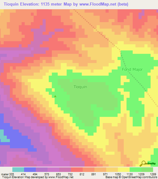 Tioquin,Haiti Elevation Map