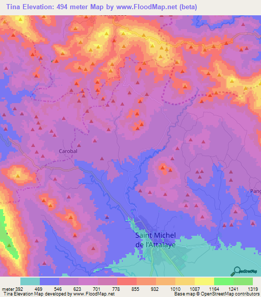 Tina,Haiti Elevation Map