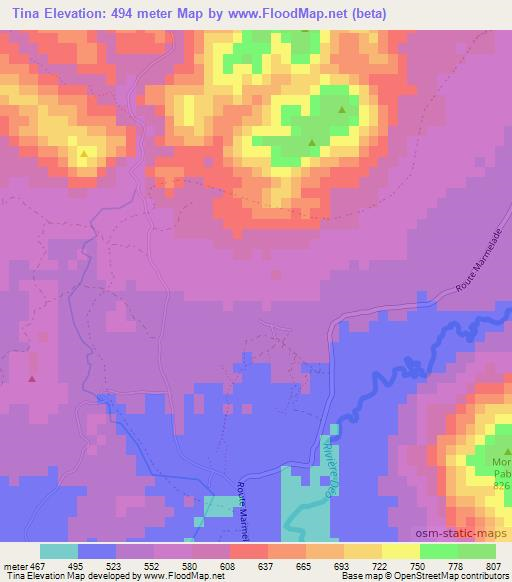 Tina,Haiti Elevation Map