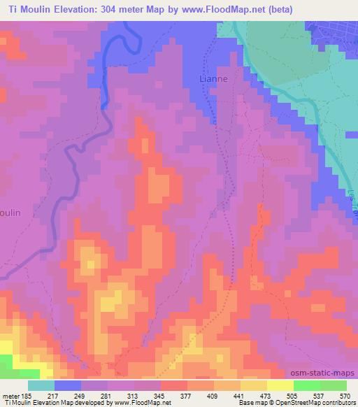 Ti Moulin,Haiti Elevation Map