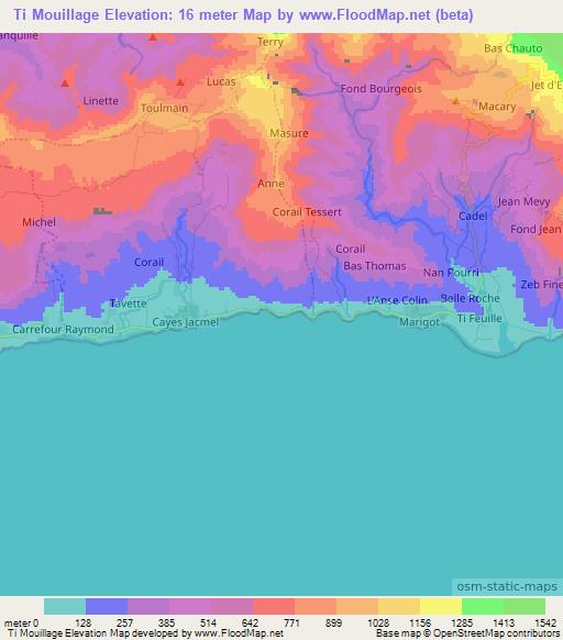 Ti Mouillage,Haiti Elevation Map