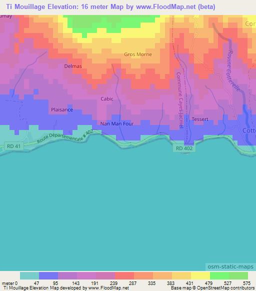 Ti Mouillage,Haiti Elevation Map