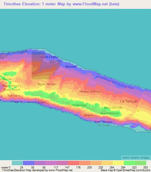 Timothee,Haiti Elevation Map