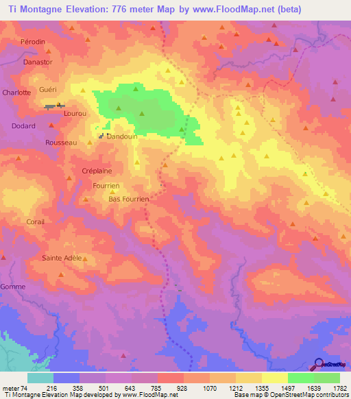 Ti Montagne,Haiti Elevation Map