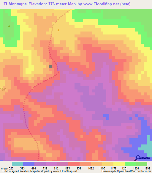 Ti Montagne,Haiti Elevation Map