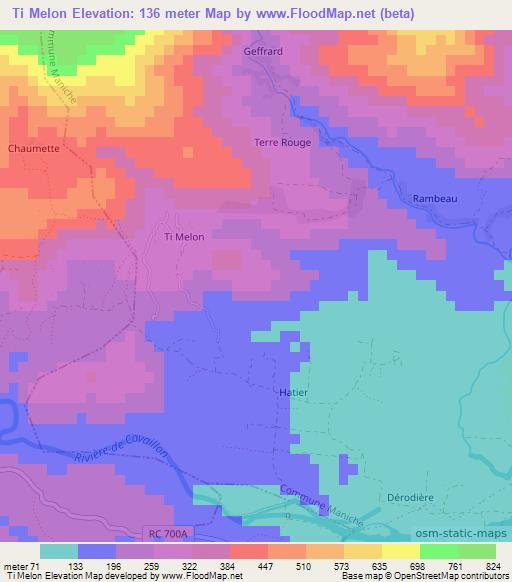 Ti Melon,Haiti Elevation Map