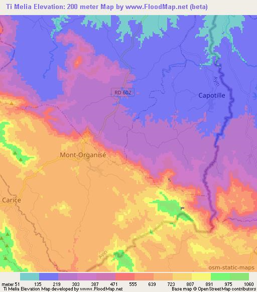 Ti Melia,Haiti Elevation Map