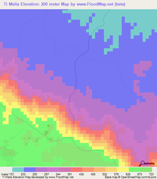 Ti Melia,Haiti Elevation Map