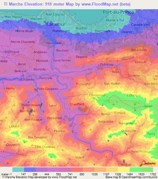 Ti Marche,Haiti Elevation Map