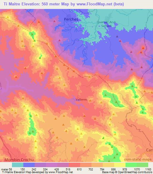 Ti Maitre,Haiti Elevation Map