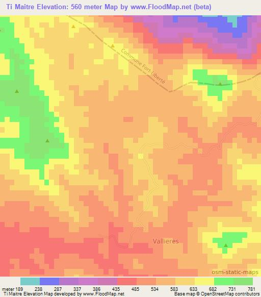 Ti Maitre,Haiti Elevation Map