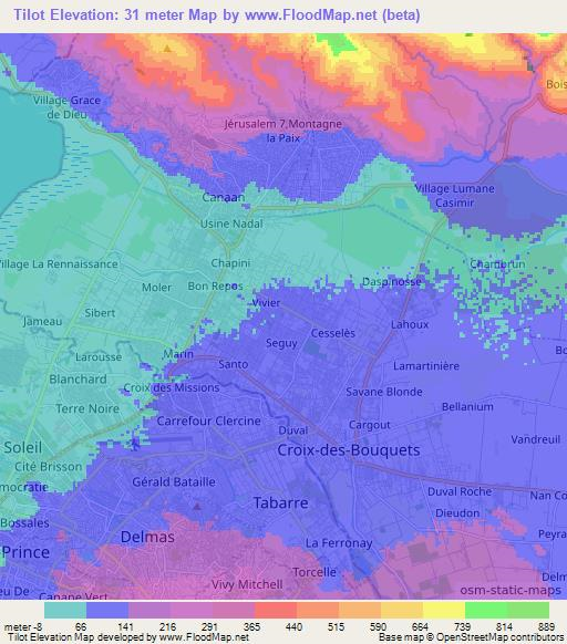 Tilot,Haiti Elevation Map