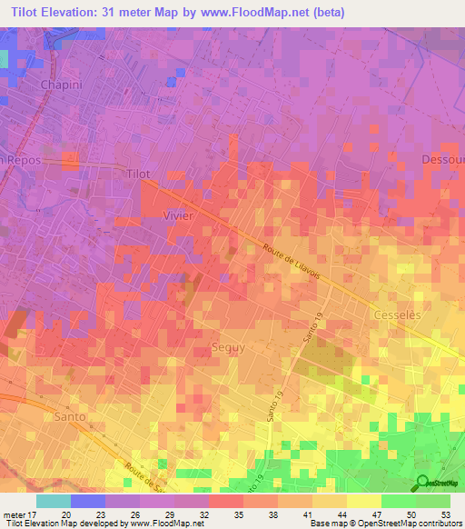 Tilot,Haiti Elevation Map