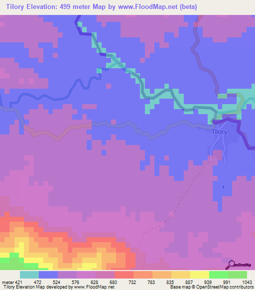 Tilory,Haiti Elevation Map