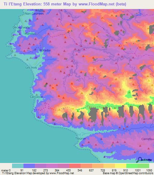 Ti l'Etang,Haiti Elevation Map