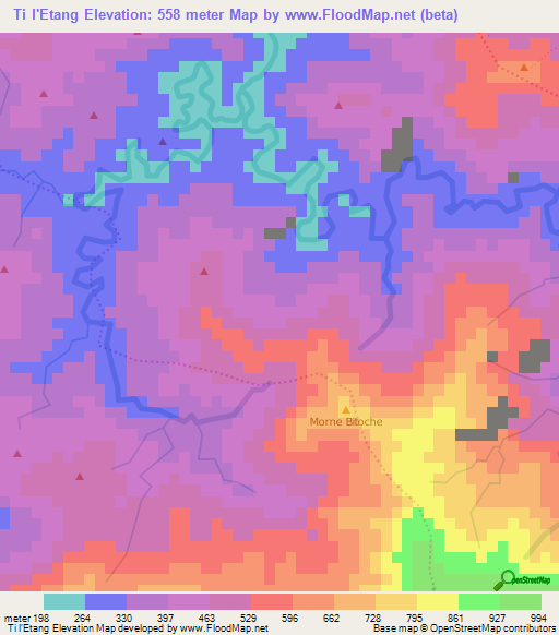 Ti l'Etang,Haiti Elevation Map