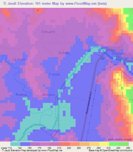 Ti Jeudi,Haiti Elevation Map