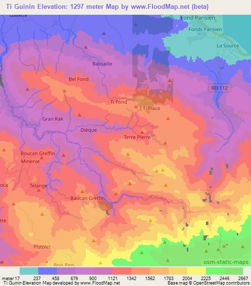 Ti Guinin,Haiti Elevation Map