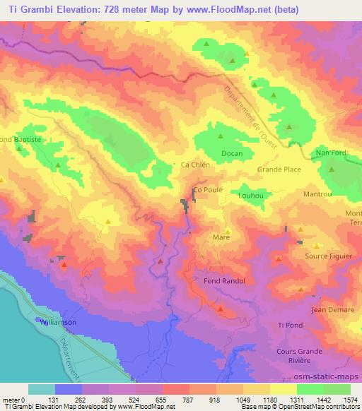 Ti Grambi,Haiti Elevation Map