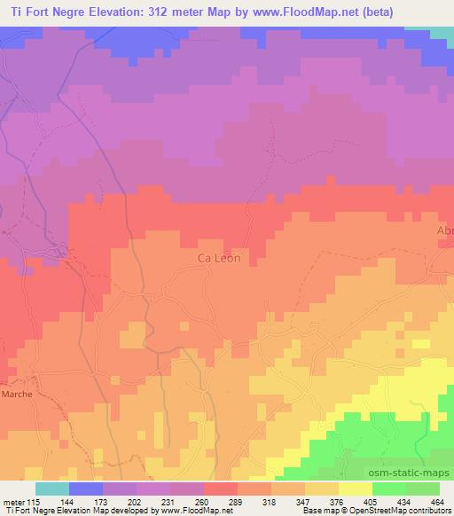 Ti Fort Negre,Haiti Elevation Map